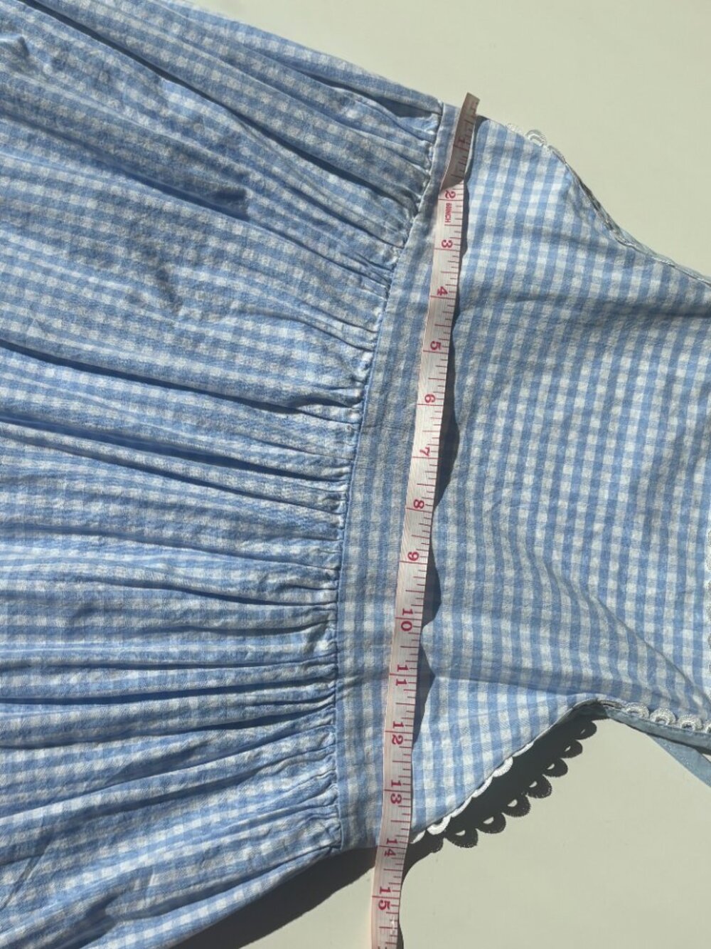 Light Blue Gingham Maxi Dress with Spaghetti Straps - Picture 11 of 15